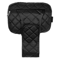 Poduszka na zagłówek z regulacją z ekoskóry, czarny romb