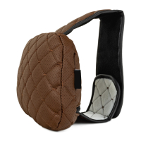 Poduszka na zagłówek z regulacją z ekoskóry, brązowy romb