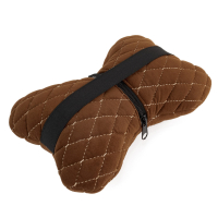 Poduszka pod zagłówek samochodowy z alcantary 27×16 cm brązowy